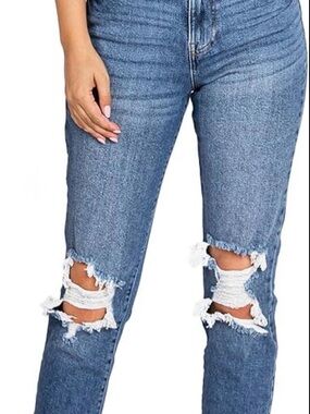 72 ~ Distressed Straight Leg Jeans